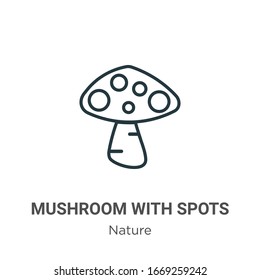 Mushroom with spots outline vector icon. Thin line black mushroom with spots icon, flat vector simple element illustration from editable nature concept isolated stroke on white background