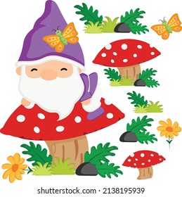 Mushroom Spring Gnome love colorful nature garden