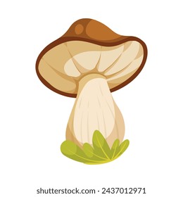 Mushroom with Stem and Cap as Landscape Element Vector Illustration