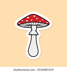 mushroom sticker, autumn symbol, fly agaric vector element