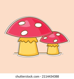 Mushroom sticker design vector illustration