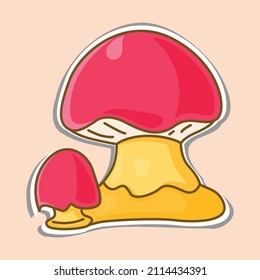 Mushroom sticker design vector illustration