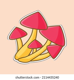 Mushroom sticker design vector illustration