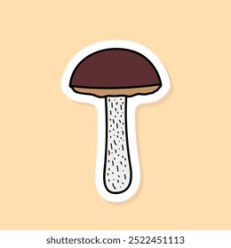 adesivo de cogumelo, símbolo de queda, chapéu marrom boletus vetor elemento
