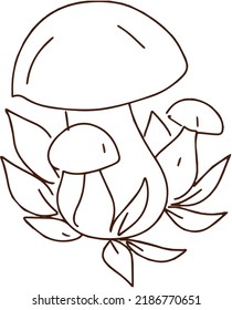 Mushroom stickers insects snail forest hand drawn set of separate elements cute cartoon coloring doodle