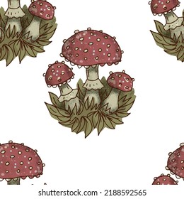 Mushroom stickers insects snail forest hand drawn set of separate elements cute cartoon coloring doodle