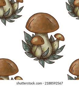 Mushroom stickers insects snail forest hand drawn set of separate elements cute cartoon coloring doodle