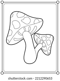 Mushroom suitable for children's coloring page vector illustration