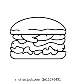 mushroom swiss burger food line icon vector. mushroom swiss burger food sign. isolated contour symbol black illustration