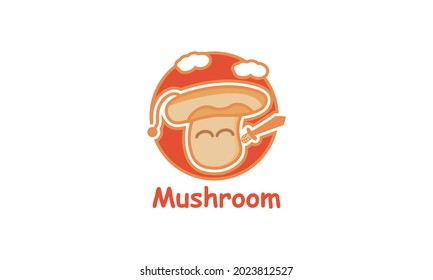 Mushroom and sword adventure logo design