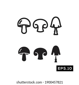Símbolo de hongo Vector Set. Conjunto de vectores de silueta para hongos