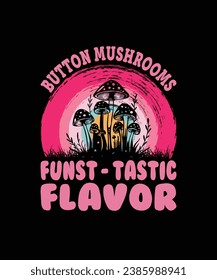 mushroom t shirt design, illustration, bohemian vibe top, vintage groovy toy, funky graphic print