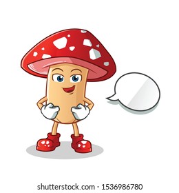 mushroom talking cartoon vector mascot illustration