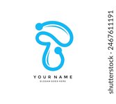 Mushroom technology logo design template. Mushroom vector illustration with technology icon. Mushroom logo creativity
