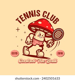 Mushroom Tennis Logo Vintage and Retro