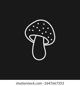 Mushroom Toadstool Icon for Fungi, Forest Food Ingredients, and Fantasy Fairytale Graphics