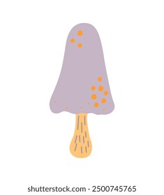 Mushroom, toadstool seasonal Halloween vector illustration of inedible fairy, magic fantasy mushroom clipart autumn holidays simple minimalist hand drawn cartoon drawing, witchcraft symbol