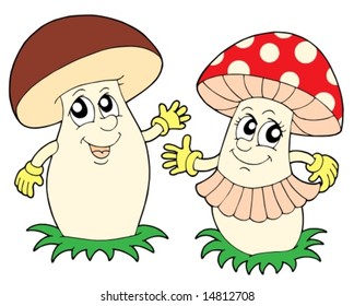 Mushroom and toadstool - vector illustration.