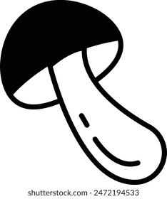 A mushroom with a tongue sticking out. The mushroom is black and white