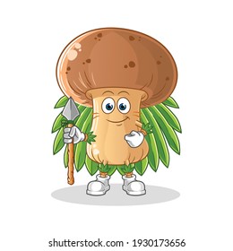 mushroom tribal man mascot. cartoon vector