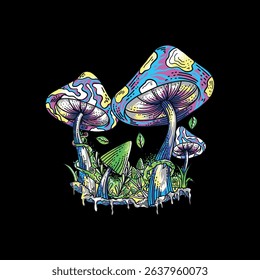 Mushroom trippy illustration vector art