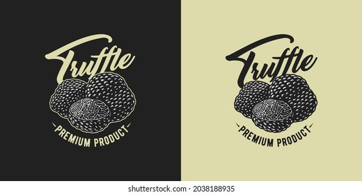 Mushroom truffle for organic, natural vegetarian food. Autumn forest fungi, shroom mushroom picking for t-shirt print