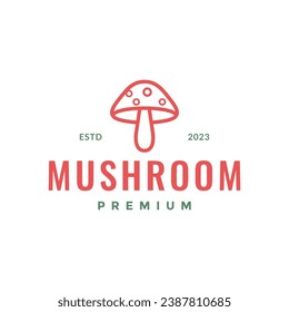 mushroom trumpet vegetable minimal simple line style logo design vector icon illustration