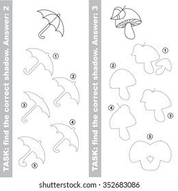 Mushroom and Umbrella. Find true correct shadow.