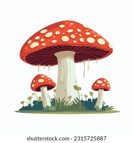 mushroom vector 2d flat color white background