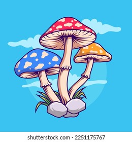 Mushroom Vector Art Illustration on Isolated Background. Mushroom Vector.