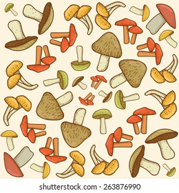 Mushroom vector background pattern