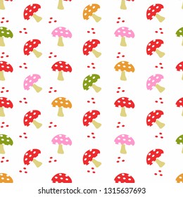 Mushroom vector cartoon icon seamless background wallpaper illustration template design
