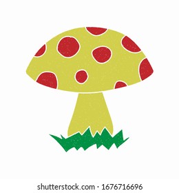 mushroom vector design. digital hand drawn style. gain texture