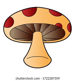 diseño de vector de hongos. mano digital dibujada. textura de medio tono