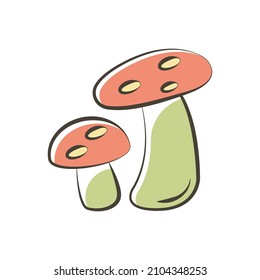 Ilustración de diseño de icono de contorno relleno de vector de hongos. Símbolo de comida y bebida sobre fondo blanco Archivo EPS 10