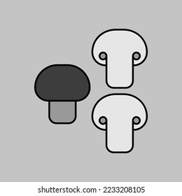 Icono de escala de grises del vector del hongo. Pancarta de barbacoa y parrilla. Verdura. Símbolo gráfico para cocinar diseño de sitio web y aplicaciones, logotipo, aplicación, interfaz de usuario