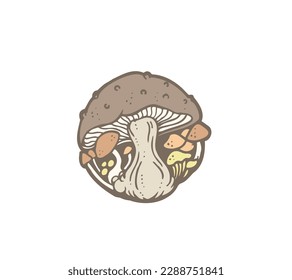 Mushroom vector 
hand drawing illustration logo