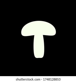 Mushroom vector icon. Champignon simple silhouette. Food pizza slice, vegetarian organic nature meal. Natural healthy eating sign. white Illustration isolated on black