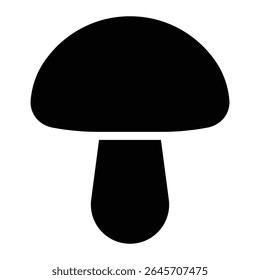 Ícone do vetor de cogumelos. Silhueta de fungos comestíveis para alimentos, cozinhar, natureza, produto orgânico, vegetariano ou design vegano. Simples gráfico preto, isolado.