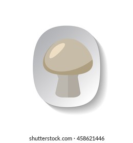 Mushroom vector icon in flat style with shadow. Vegetable pictogram. Mushroom illustration on white. Mushroom isolated. Mushroom cook ingredient. Healthy vegetarian food. Mushroom logo, patch