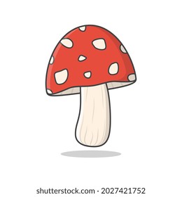 Mushroom Vector Icon Illustration. Amanita Mushroom Flat Icon