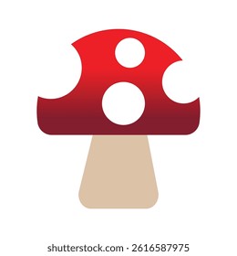 mushroom vector, icon or logo, the design is very simple, it has red and white colors and some round circles, the design looks very easy, you can download our vector as you wish