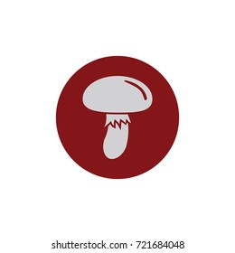 Mushroom vector icon on red background