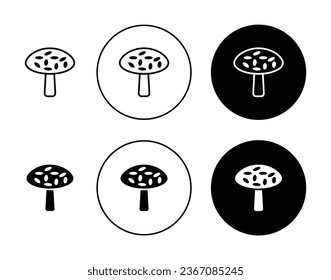 Mushroom vector icon set in black color. Suitable for apps and website UI designs