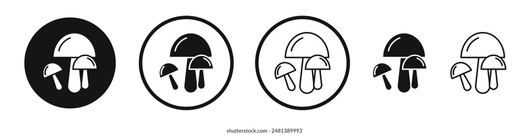 Mushroom vector icon set in black and white color.