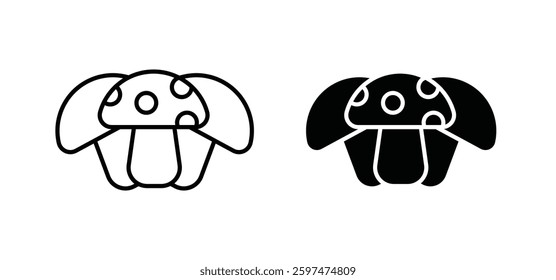 Mushroom vector icon set black filled and outlined style.