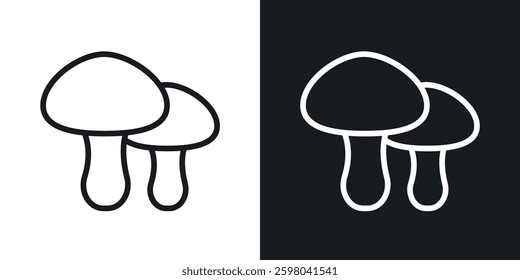 Mushroom vector icon set in black and white color.