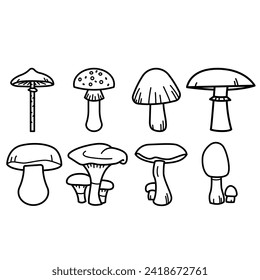 Mushroom vector icon set. fungus illustration sign collection. food symbol.