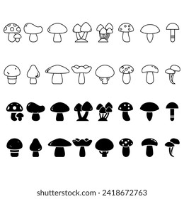 Mushroom vector icon set. fungus illustration sign collection. food symbol.