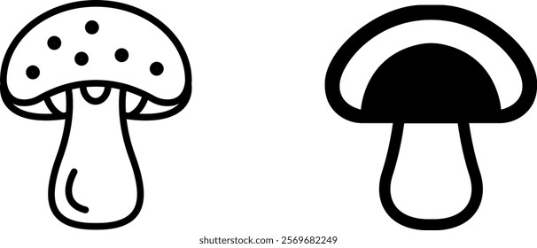 "Mushroom Vector Icon Set – High-Quality Illustrations for Food, Nature, and Design"